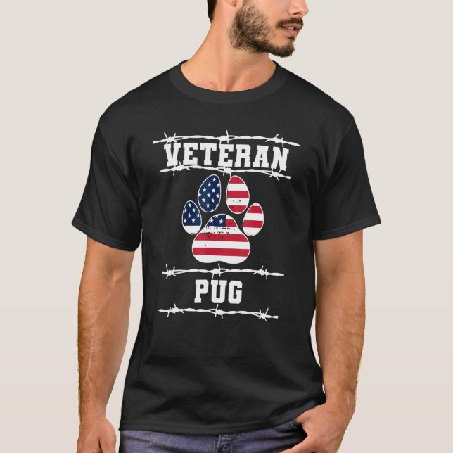 Veteran Mops Remüde Hunde Rente Haustiere Dutch Bu T-Shirt (Vorderseite)