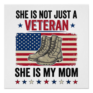 Veteran-Mutter-patriotisches-Militär-Stiefel-Shirt Poster