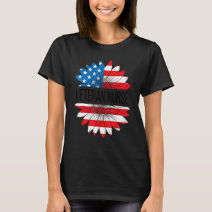 Veteran Nurse Sunflower US Flag Veteran Nursing T-Shirt
