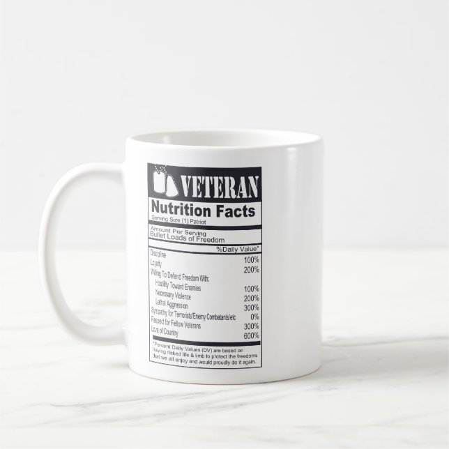 Veteran Nutritional Facts | Militärische Anerkennu Kaffeetasse (Links)