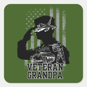 Veteran Opa Quadratischer Aufkleber