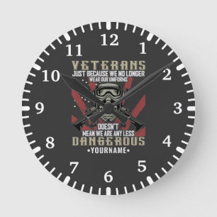 Veteran Patriotic USA Funny Spaß Runde Wanduhr