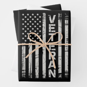 Veteran patriotische US-Armee Amerikanische Flagge Geschenkpapier Set