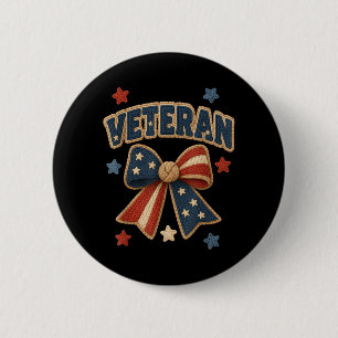 Veteran patriotischer süßer Bogen Sterne stolz Mil Button