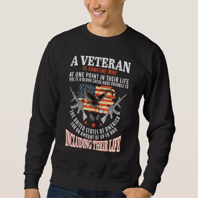 Veteran schrieb Blankoscheck Sweatshirt (Vorderseite)