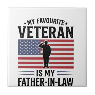 Veteran Schwiegervater Patriotisches Vintage-Zitat Fliese