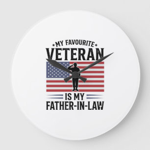 Veteran Schwiegervater Patriotisches Vintage-Zitat Große Wanduhr