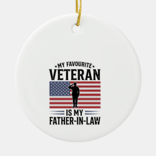 Veteran Schwiegervater Patriotisches Vintage-Zitat Keramik Ornament