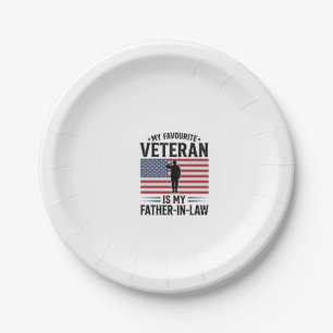 Veteran Schwiegervater Patriotisches Vintage-Zitat Pappteller