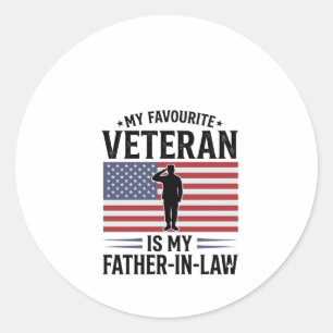 Veteran Schwiegervater Patriotisches Vintage-Zitat Runder Aufkleber