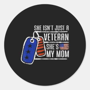 Veteran She's My Mama USA Flag Proud American Vete Runder Aufkleber