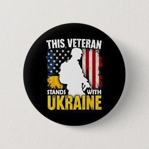 Veteran steht mit der Ukraine - Patriotische ameri Button
