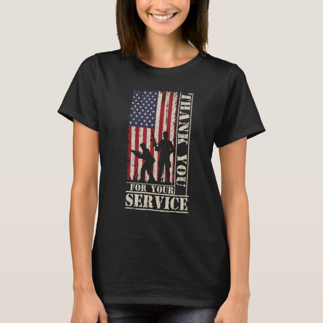Veteran Thank You For Your Service US Flag Veteran T-Shirt (Vorderseite)