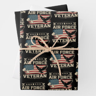 Veteran US Air Force Amerikanische Amerika-Flagge  Geschenkpapier Set