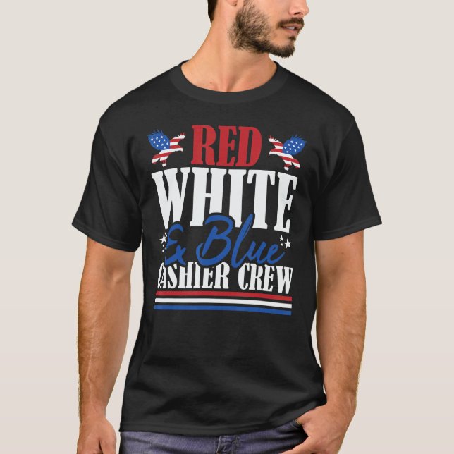 Veteran US Flag Red White & Blue Cashier Crew T-Shirt (Vorderseite)