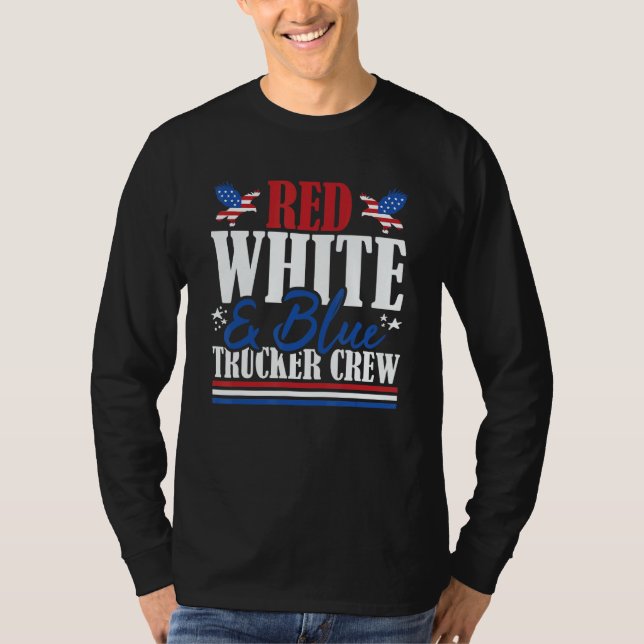Veteran US Flag Red White & Blue Trucker Crew T-Shirt (Vorderseite)
