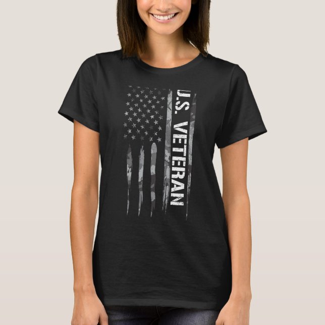 Veteran US Veteran American Flag Redewendungen T-Shirt (Vorderseite)