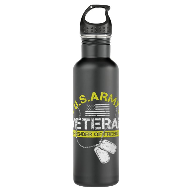 Veteran Vet Geschenke der US Army Proud Army 75 Edelstahlflasche (Vorderseite)