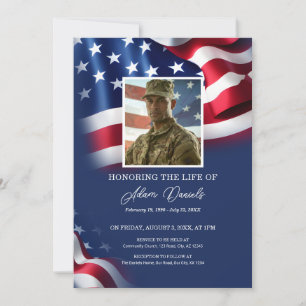 Veteranen-Amerikanische-Flagge-Trauer-Gedenkfoto Einladung