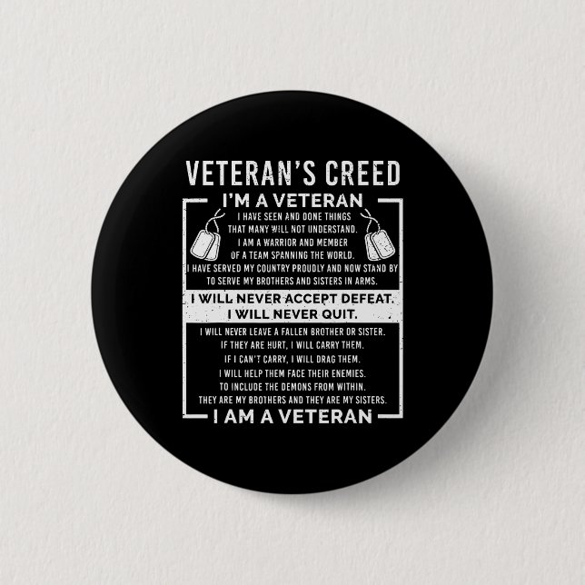 Veteranen-Credo Patriot Krieg USA Eid Opa  Button (Vorderseite)