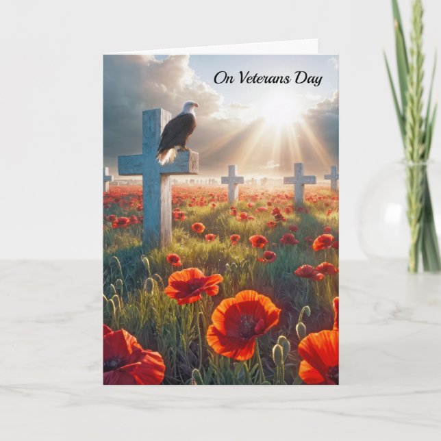 Veteranen Day Bald Eagle auf dem Militärkreuz Karte (Vorderseite)
