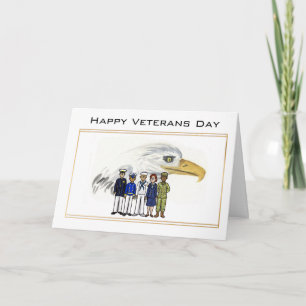 Veteranen Day Service Members & American Eagle Car Feiertagskarte
