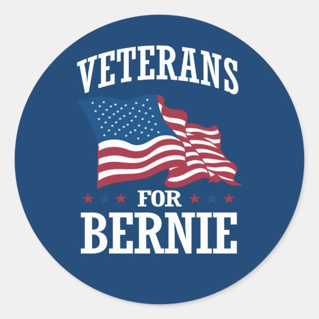 VETERANEN FÜR BERNIE SANDERS RUNDER AUFKLEBER (Vorderseite)