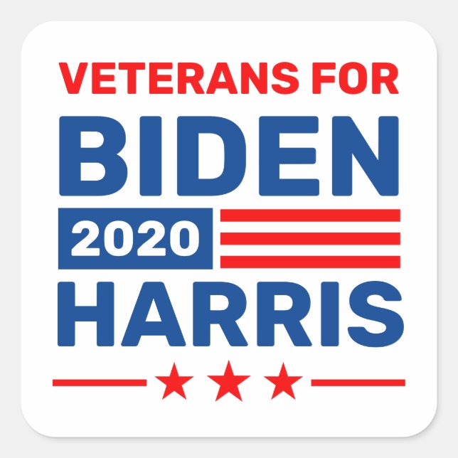 Veteranen für Biden Harris 2020-Wahlaufkleber Quadratischer Aufkleber (Vorderseite)