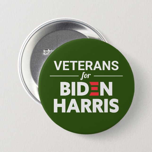 Veteranen für Biden Harris Custom Text Green Button (Vorne & Hinten)