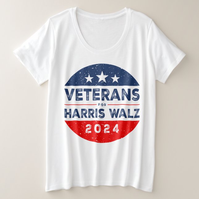 Veteranen für Harris 2024 Kamala Harris Tim Walz Große Größe T-Shirt (Design vorne)