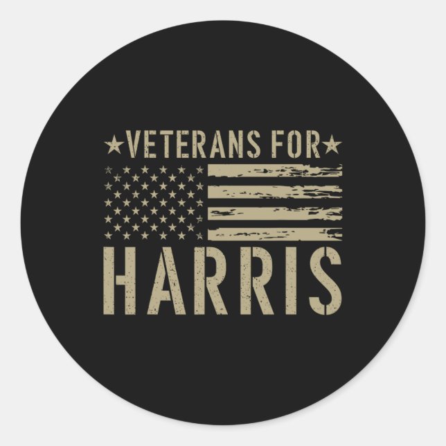 Veteranen für Harris 2024 Militärvets Kamala Harr Runder Aufkleber (Vorderseite)