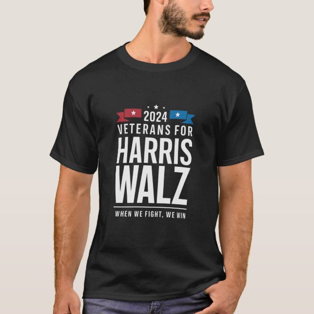 Veteranen für Harris Walz 2024 Präsident T-Shirt (Vorderseite)