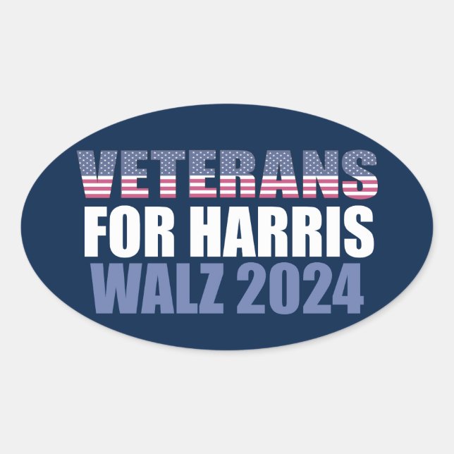 Veteranen für Harris Walz 2024 Wahl Blue Ovaler Aufkleber (Vorderseite)