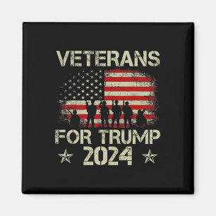 Veteranen für Trump 2024 Amerikanische Fahne 4. Ju Magnet