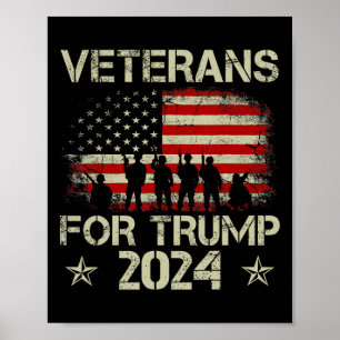 Veteranen für Trump 2024 Amerikanische Fahne 4. Ju Poster