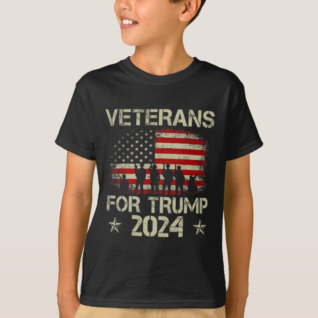 Veteranen für Trump 2024 Amerikanische Fahne 4. Ju T-Shirt (Vorderseite)