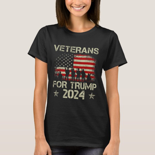 Veteranen für Trump 2024 Amerikanische Fahne 4. Ju T-Shirt (Vorderseite)