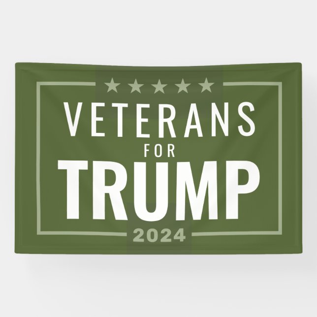 Veteranen für Trump 2024 - Olivgrün Banner (Horizontal)