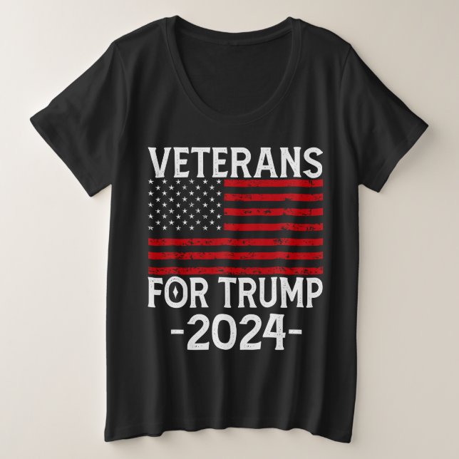 Veteranen für Trump 2024 Pro Trump Große Größe T-Shirt (Design vorne)