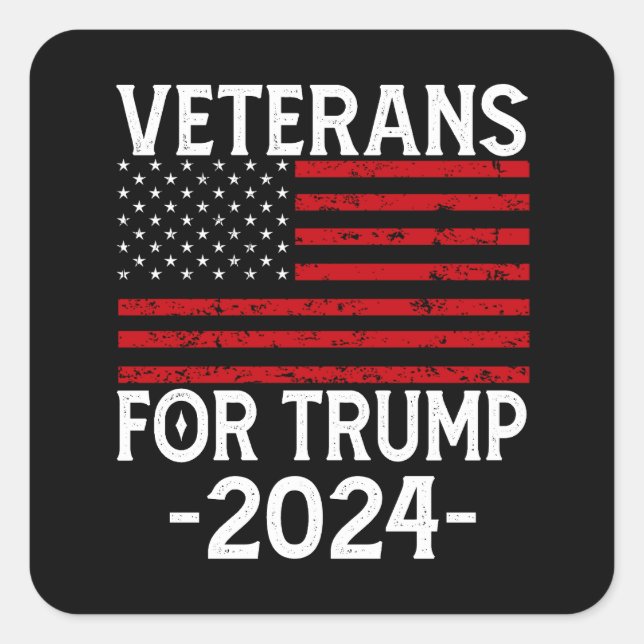 Veteranen für Trump 2024 Pro Trump Quadratischer Aufkleber (Vorderseite)