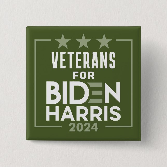 Veteranen Olive Green für Biden Harris - 2024 Button (Vorderseite)