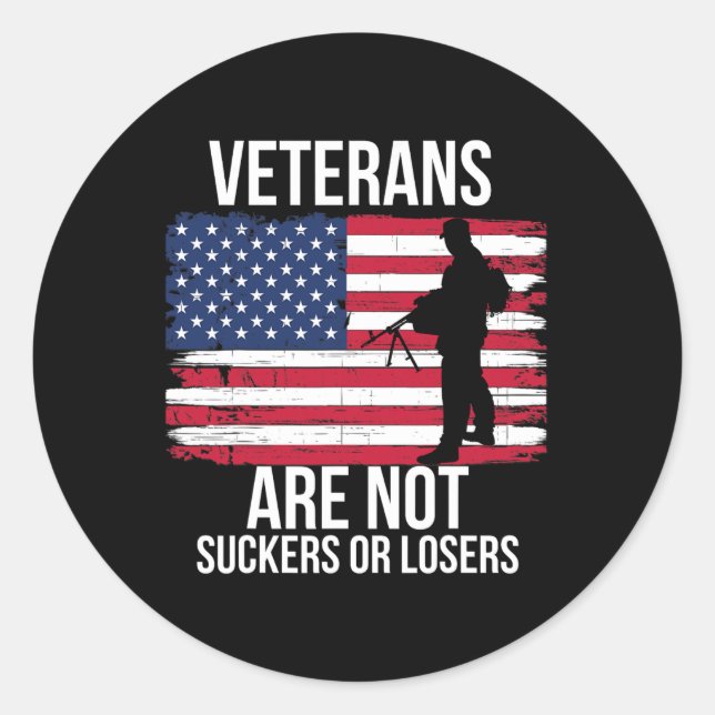 Veteranen sind nicht Sucker oder Verlierer Biden 2 Runder Aufkleber (Vorderseite)