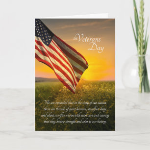 Veteranen-Tag Amerikanische Flagge Sonnenaufgang W Feiertagskarte