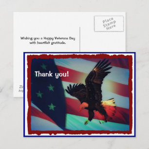 Veteranen-Tag Amerikanische Flagge und Adler-Postk Postkarte
