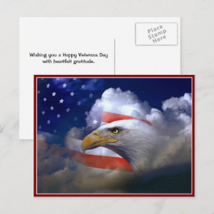 Veteranen-Tag Amerikanische Flagge und Adler Postk Postkarte