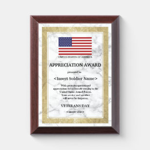 Veteranen-Tag-Anerkennung Awardplakette
