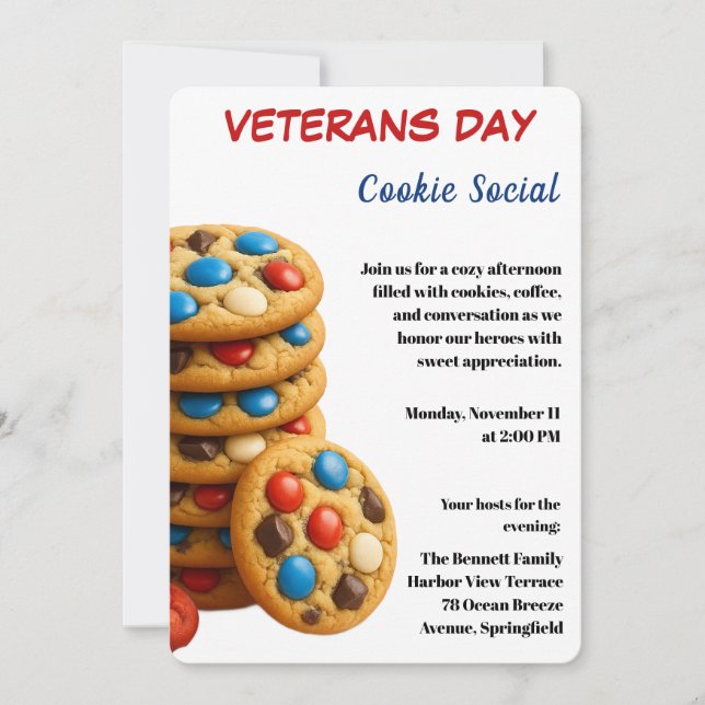 Veteranen-Tag | Cookie-Sozialfeier Einladung (Vorderseite)