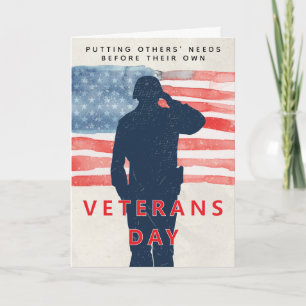Veteranen-Tag Patriotisches Thema Gruß und US-Flag Karte