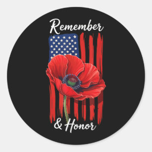 Veteranen-Tag USA Gedenktag- Rote Mohnblume Runder Aufkleber