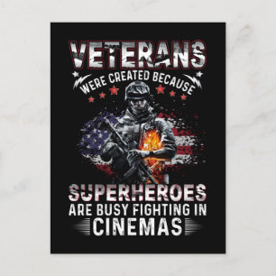 Veteranen, weil Superhelden in Cinemas beschäftigt Feiertagspostkarte